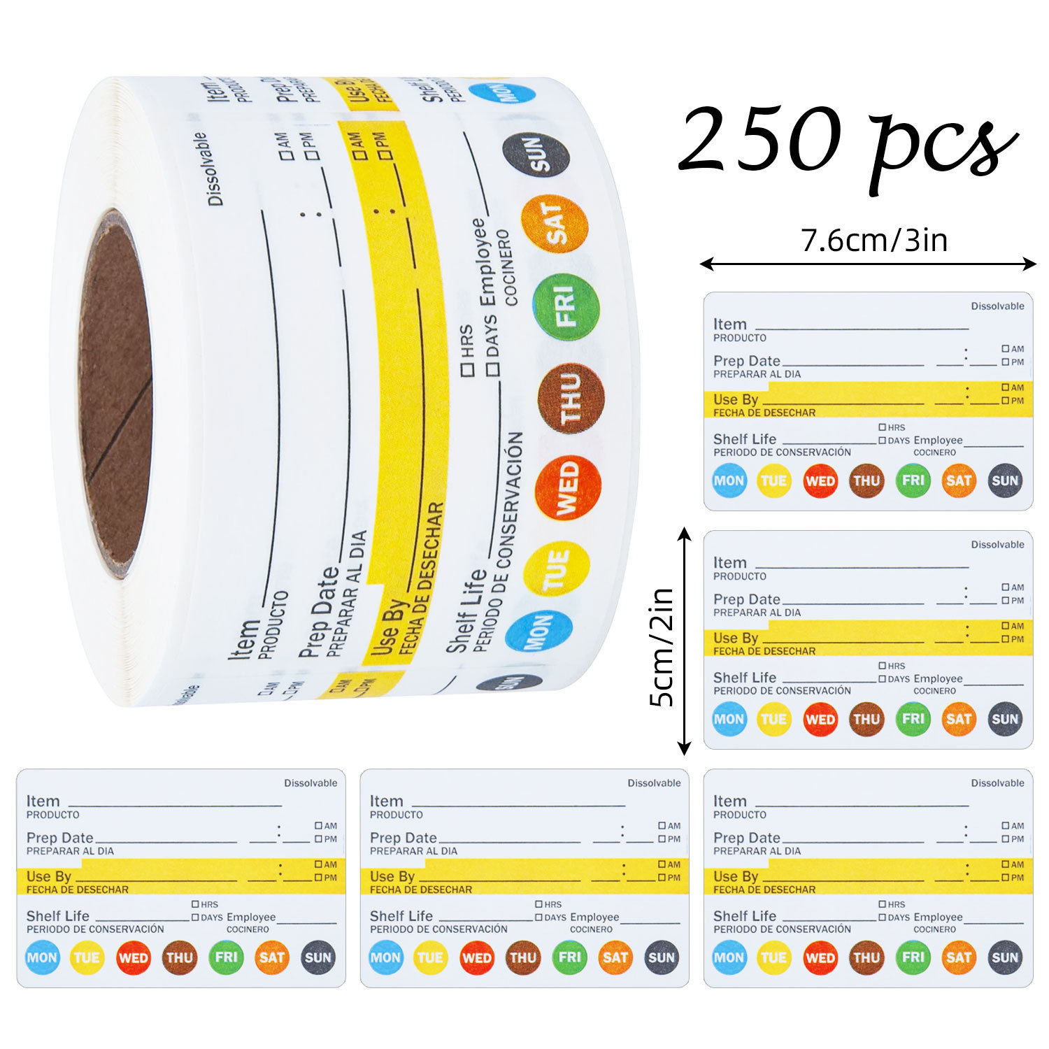 Meal Prep Chef - 250Pcs/Roll Food Date Labels Waterproof Food