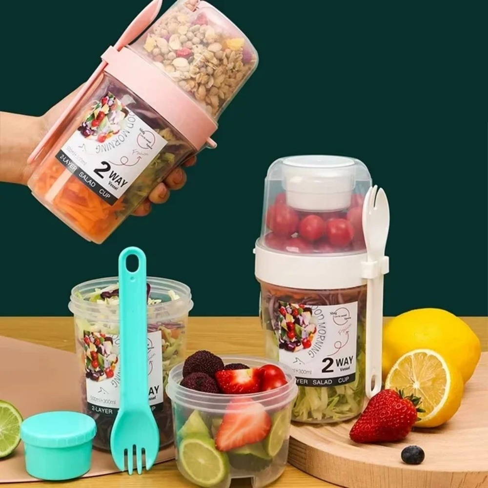 Salad Container Jar - Portable Salad Cup Breakfast Cup Food