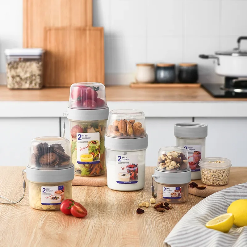 Salad Container Jar - Breakfast Oatmeal Cereal Nut Yogurt Salad