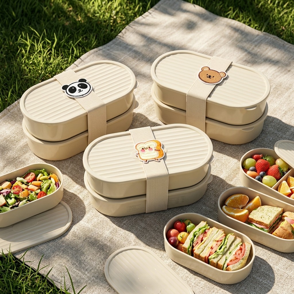 Salad Container Jar - 2Pcs/Set Cartoon Kids Bento Box With