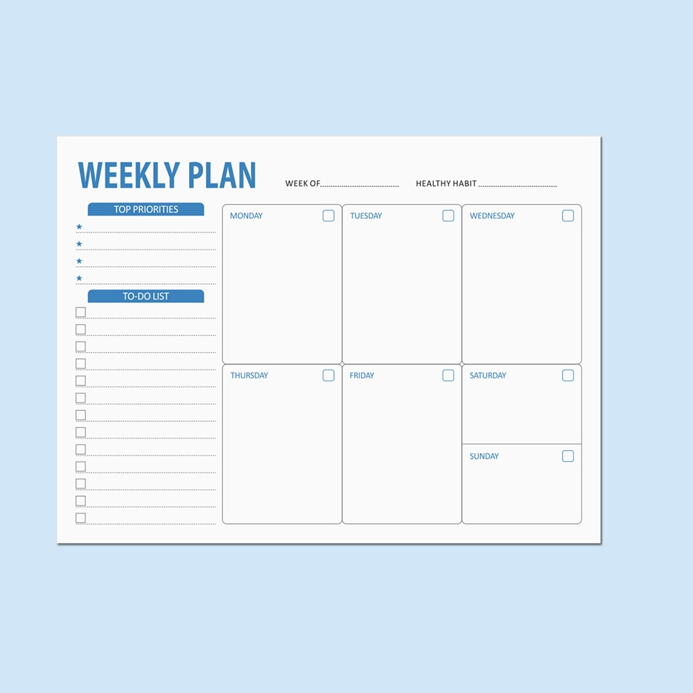 Meal Plan Notepad - Wide To Do Planner Weekly Planning