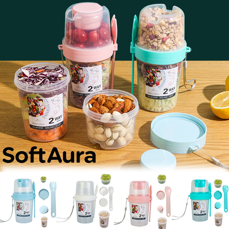 Salad Container Jar - SoftAura Breakfast On The Go Cups