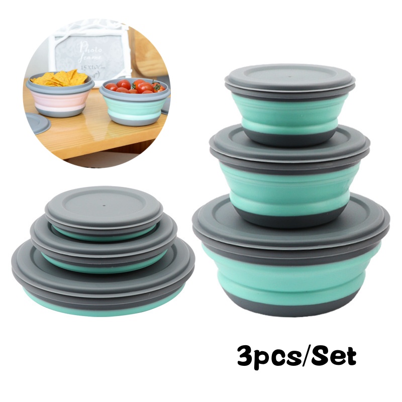 Salad Container Jar - Portable Folding Lunch Box Bowl Sets