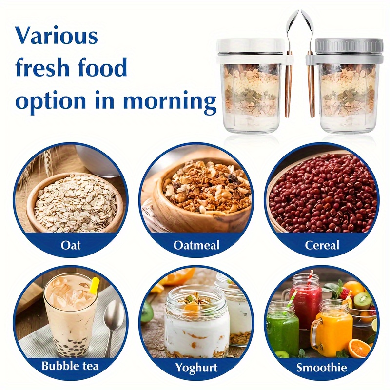 1pc/2pcs Glass Oatmeal Cup, Ov - Salad Container Jar 评论和价格