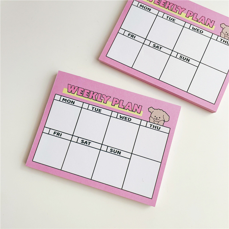 Cartoon Cute Puppy Pink Weekly - Meal Plan Notepad 评论和价格