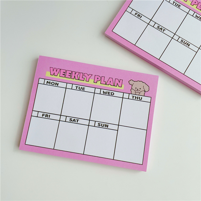 Cartoon Cute Puppy Pink Weekly - Meal Plan Notepad 评论和价格