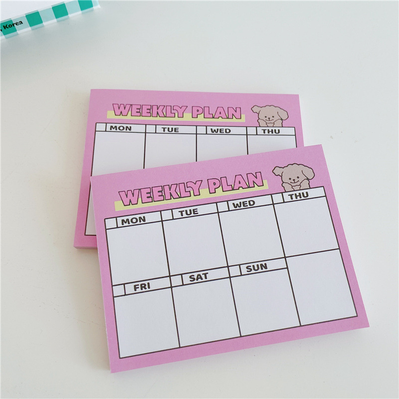 Cartoon Cute Puppy Pink Weekly - Meal Plan Notepad 评论和价格