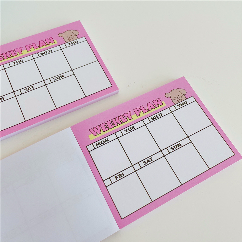 Cartoon Cute Puppy Pink Weekly - Meal Plan Notepad 评论和价格