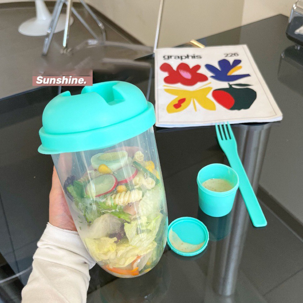 1PC White/Green Portable Bottl - Salad Container Jar 评论和价格