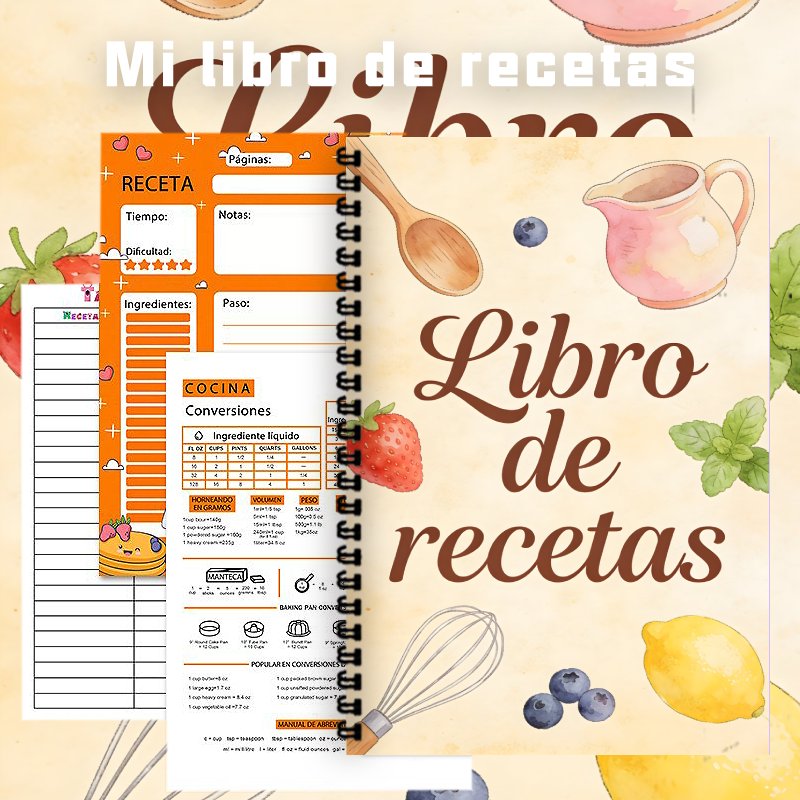 A5 Paper Spanish Recipe Book,  - Meal Prep Healthy Recipes 评论和价格