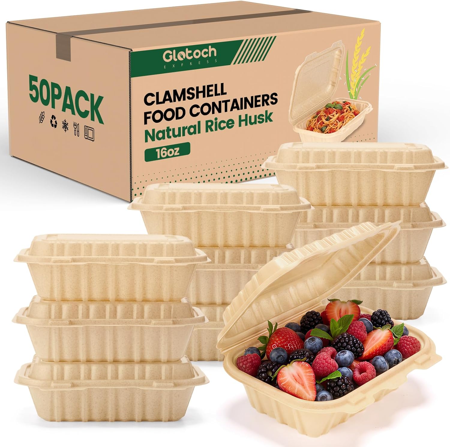 50 Pack 16oz Clamshell Take Ou - Salad Container Jar 评论和价格