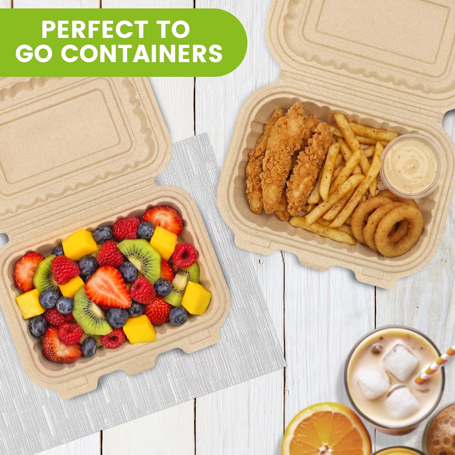 50 Pack 16oz Clamshell Take Ou - Salad Container Jar 评论和价格