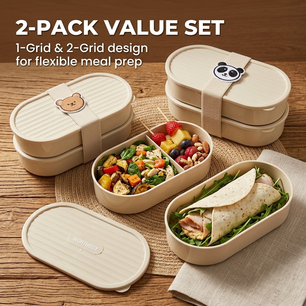 2Pcs/Set Cartoon Kids Bento Bo - Salad Container Jar 评论和价格