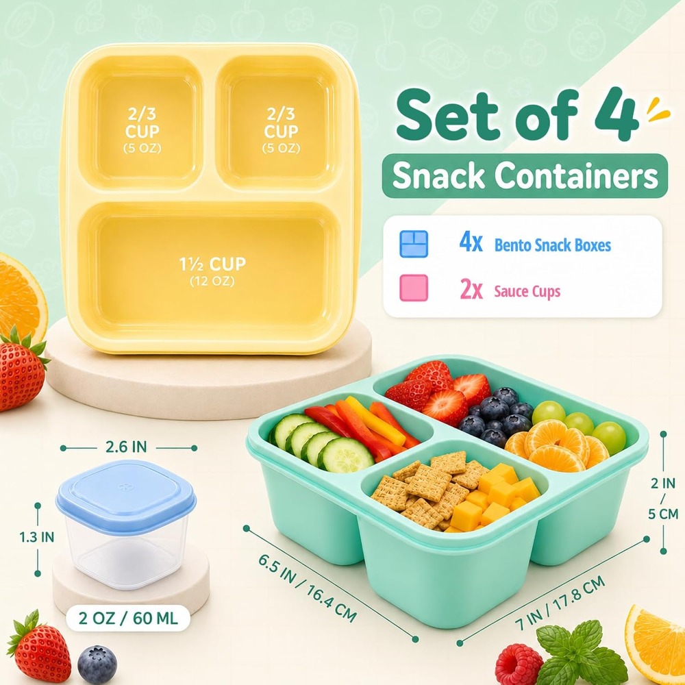 3 Compartment Bento Box Snack  - Meal Prep Healthy 评论和价格