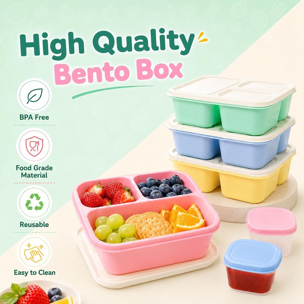 3 Compartment Bento Box Snack  - Meal Prep Healthy 评论和价格