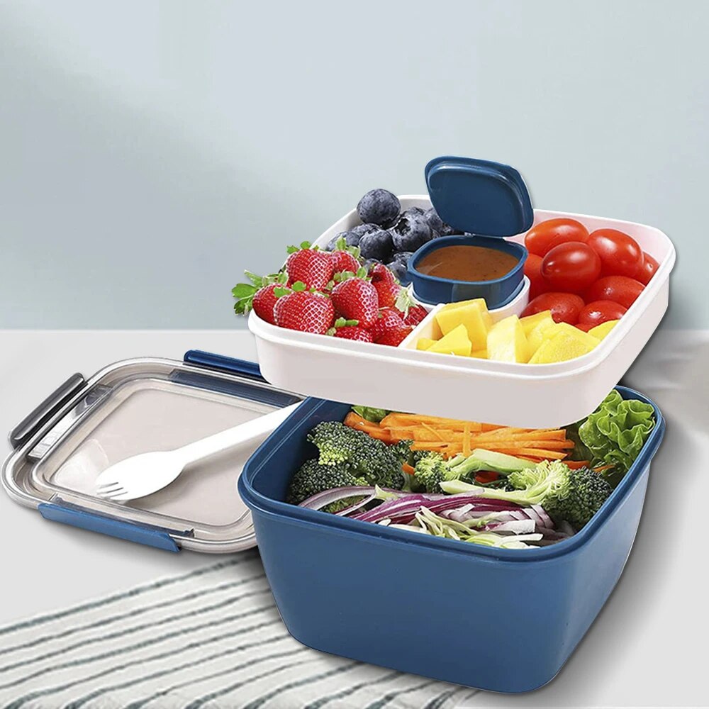 1100ml/1500ml Portable Lunch B - Salad Container Jar 评论和价格