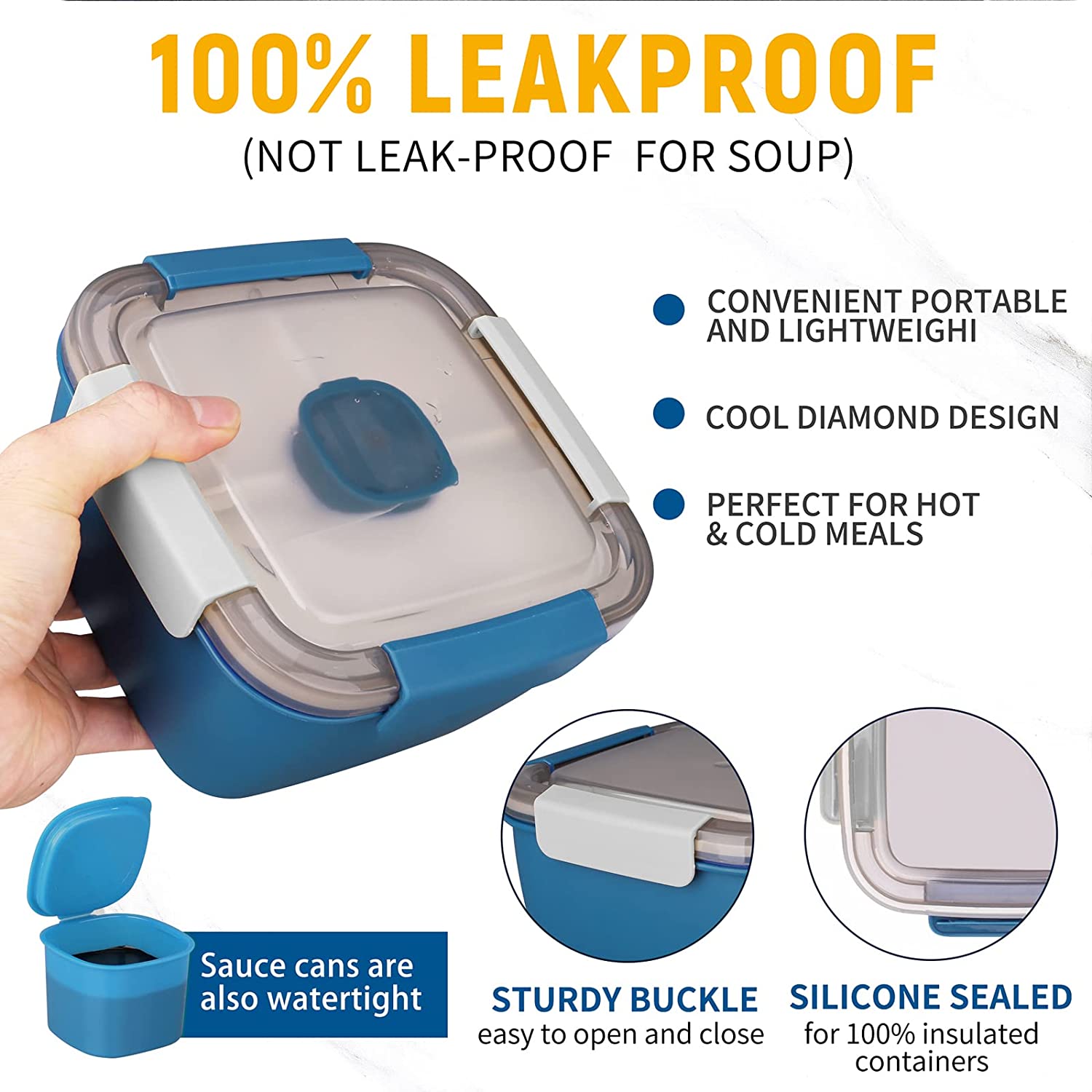 1100ml/1500ml Portable Lunch B - Salad Container Jar 评论和价格